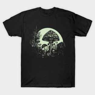 Cottagecore Moon Mushrooms Plants and Trees T-Shirt